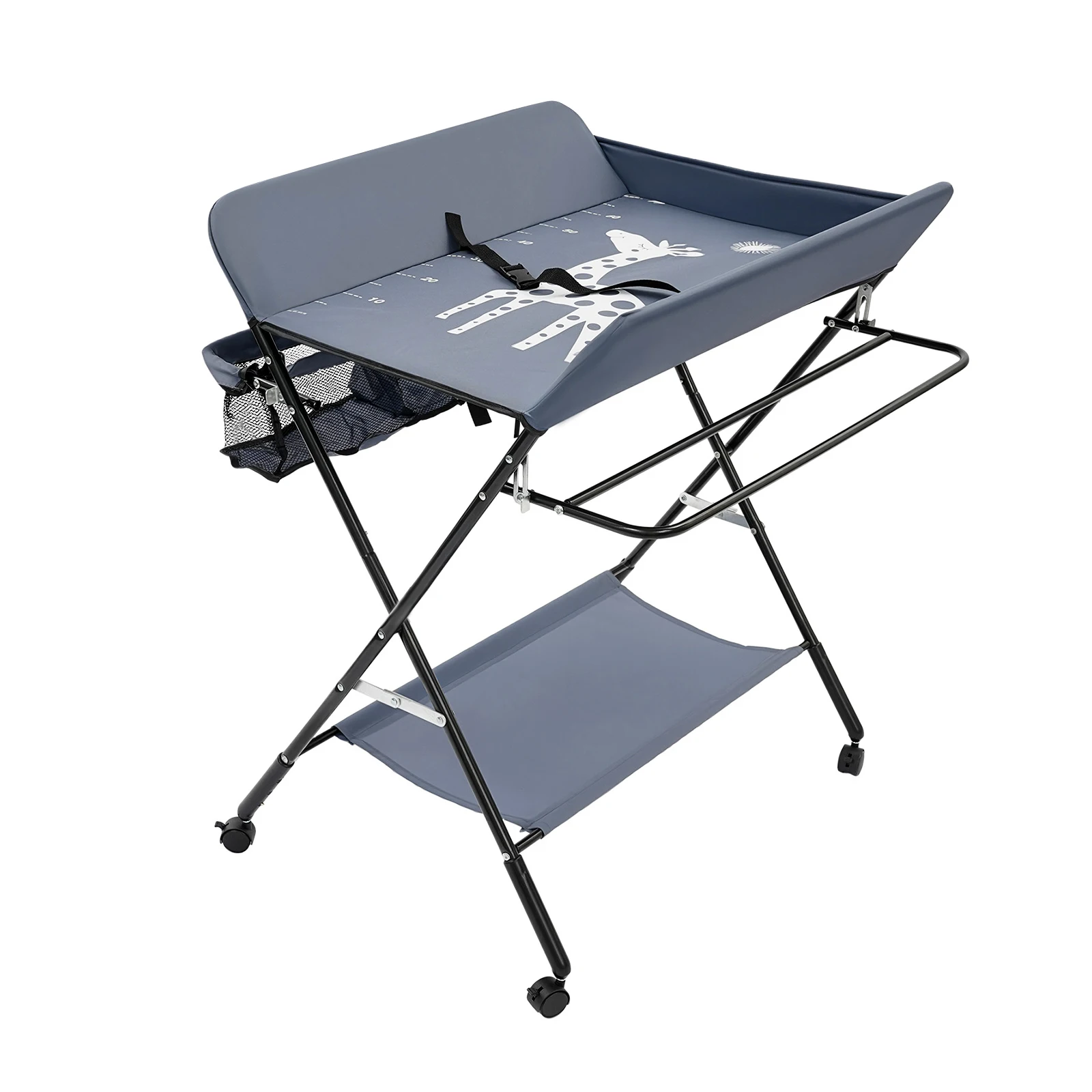 Foldable Diaper Changing Station Height Adjustable Baby Changing Table with Side Storage & Drying Rack for Home, Nursery & Travel
