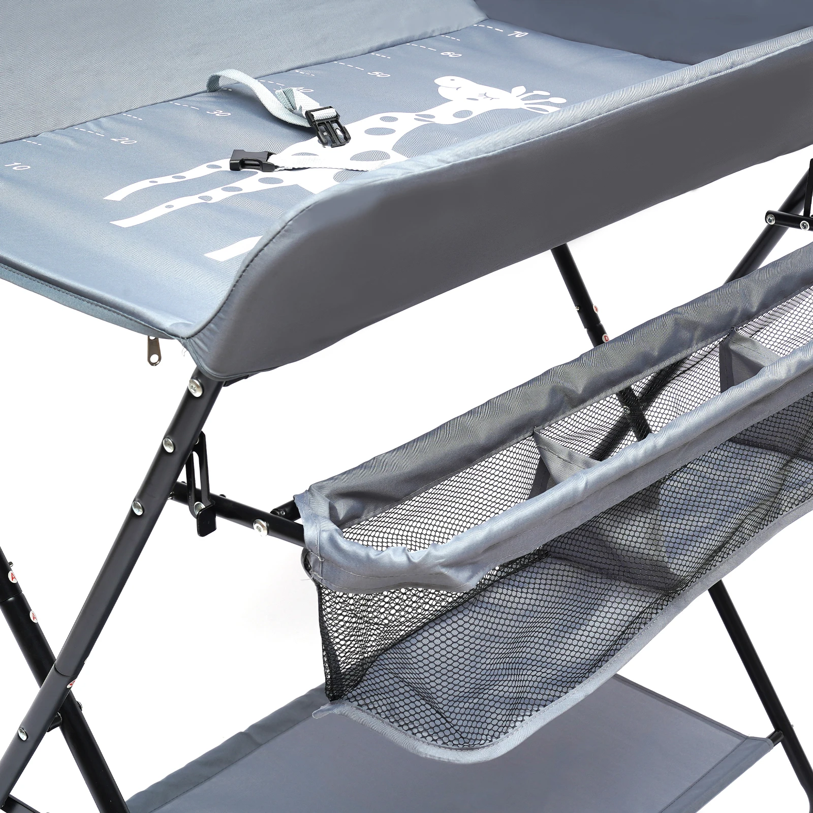 Foldable Diaper Changing Station Height Adjustable Baby Changing Table with Side Storage & Drying Rack for Home, Nursery & Travel