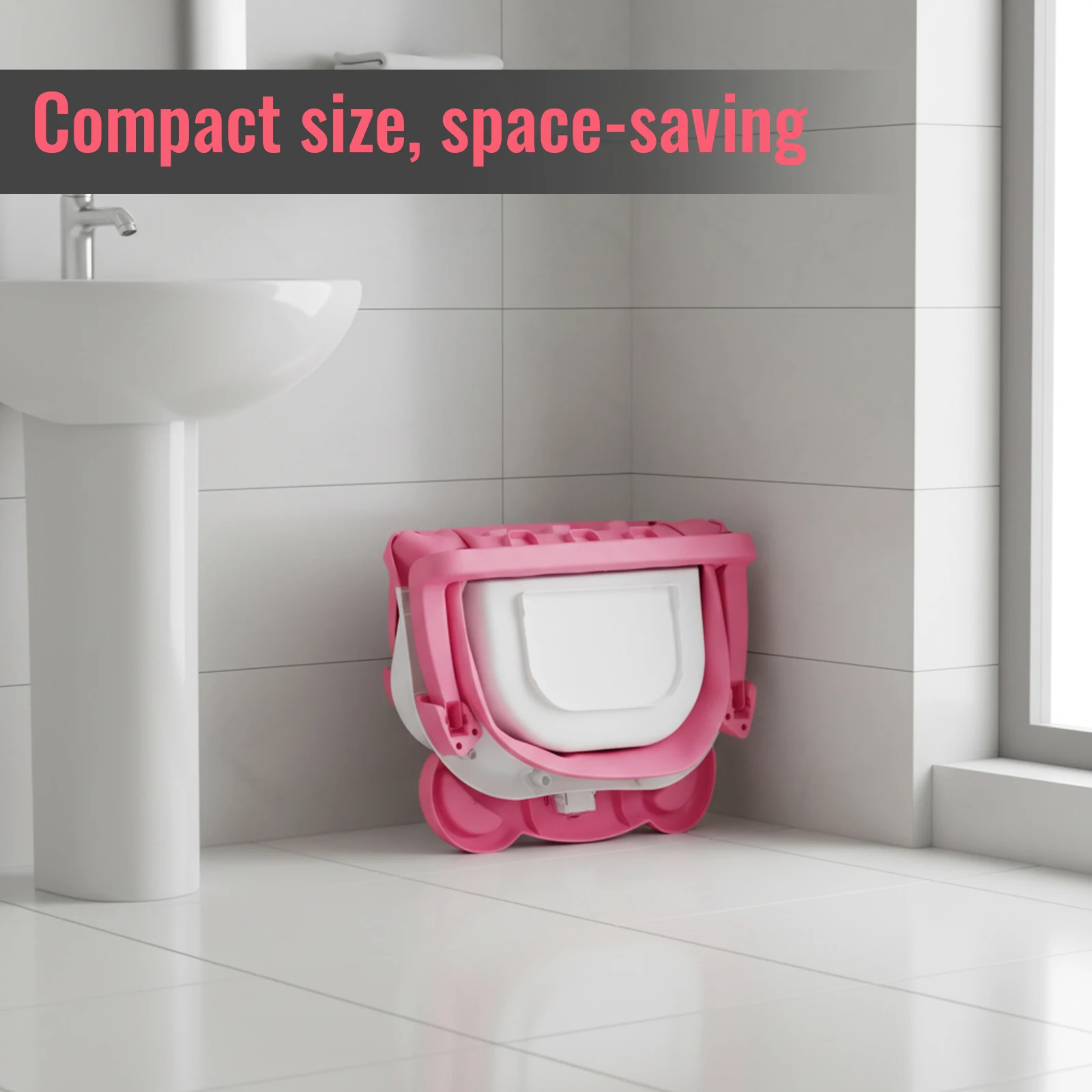 Foldable Baby Bathtub with Built-in Thermometer Non-slip Support Legs Soft Bath Mat PP TPE Portable Baby Bath Tub for Home Travel