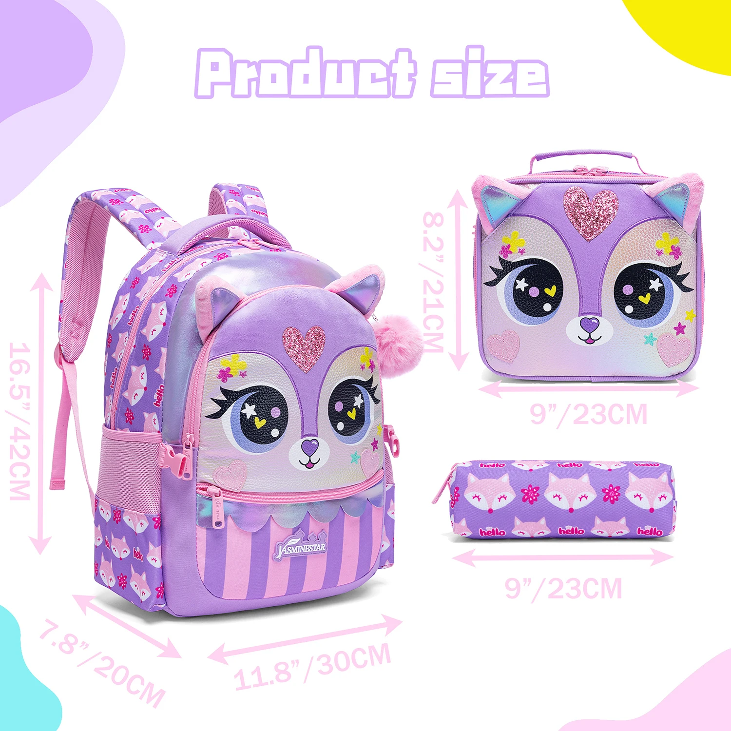 Boys & Girls Backpack Set with Lunch Box, School Travel Bookbag for Preschool & Elementary Kids Ages 8-10