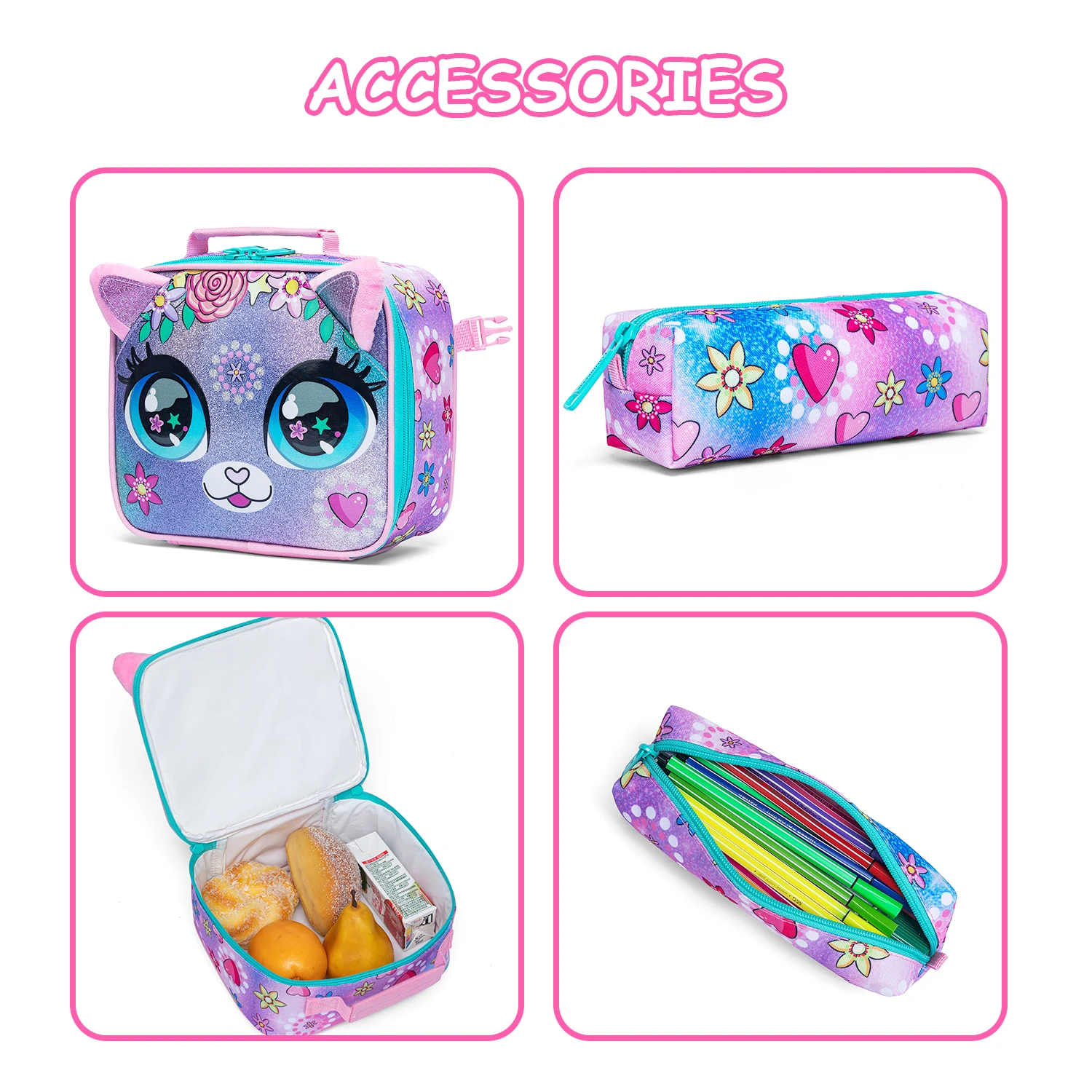 Boys & Girls Backpack Set with Lunch Box, School Travel Bookbag for Preschool & Elementary Kids Ages 8-10