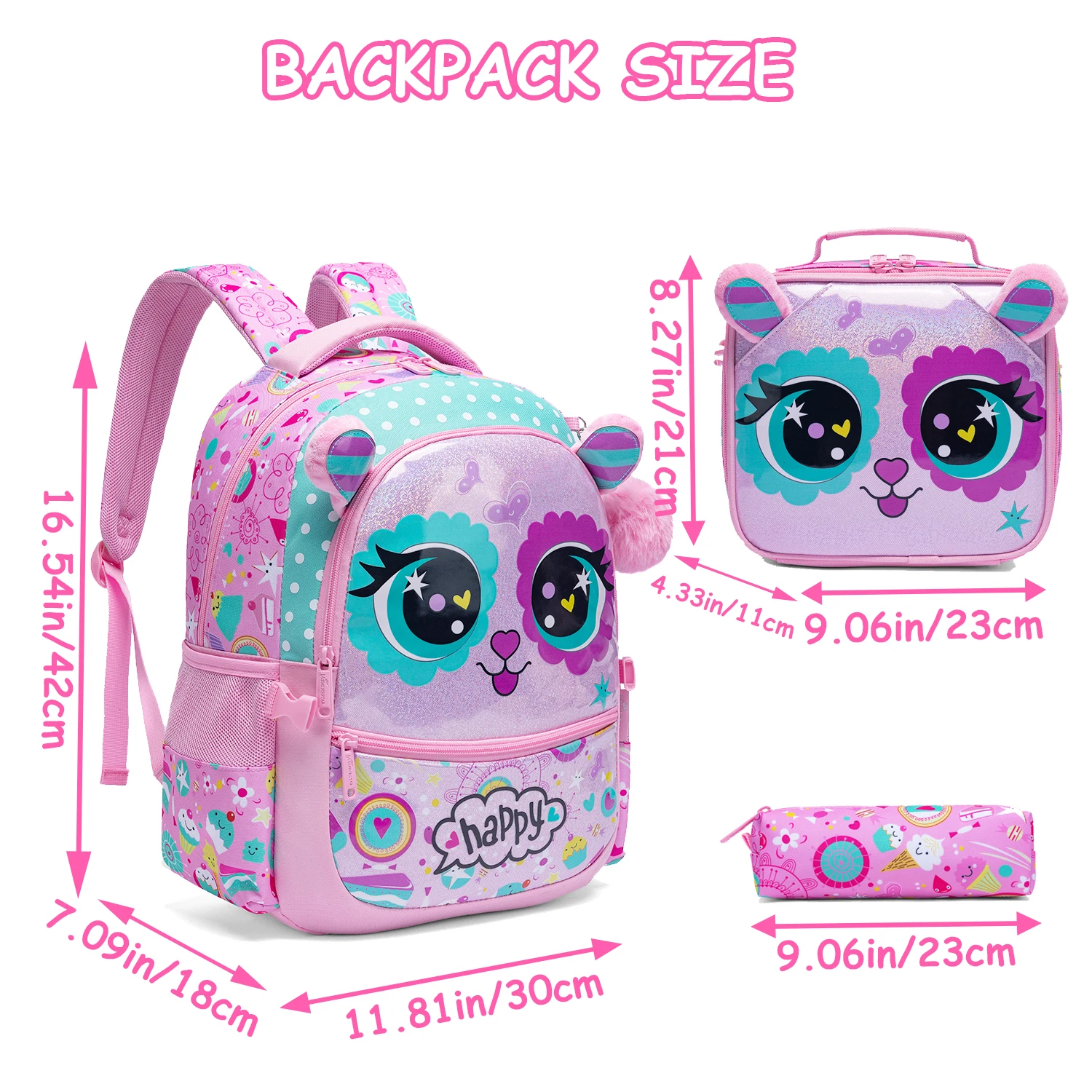 Boys & Girls Backpack Set with Lunch Box, School Travel Bookbag for Preschool & Elementary Kids Ages 8-10
