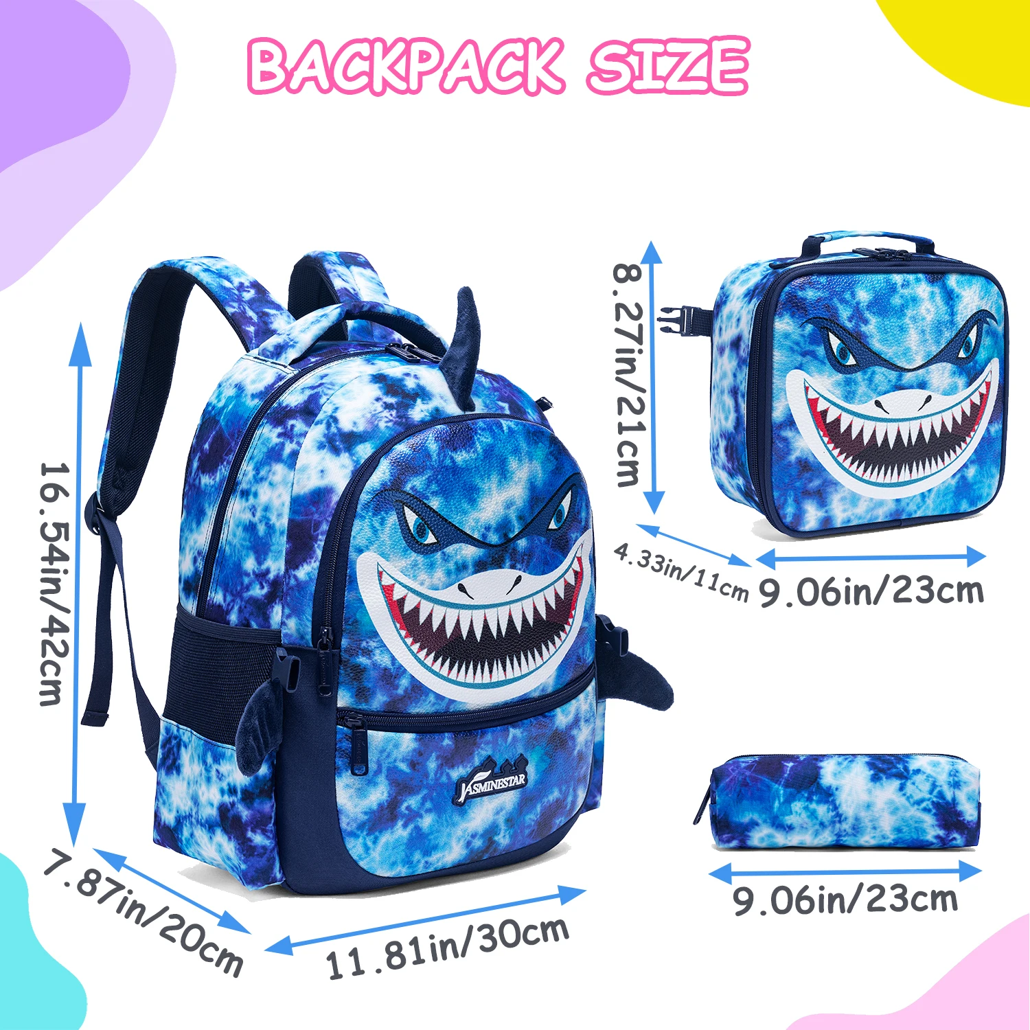 Boys & Girls Backpack Set with Lunch Box, School Travel Bookbag for Preschool & Elementary Kids Ages 8-10