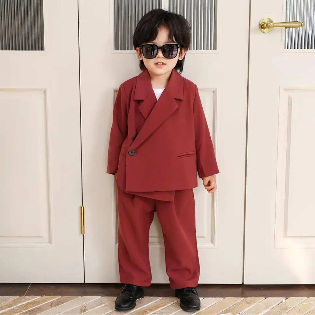 Boy Suit Set Toddler Wedding Outfit Infant Birthday Party Gift Clothes Children School Graduation Christmas Performance Tuxedo