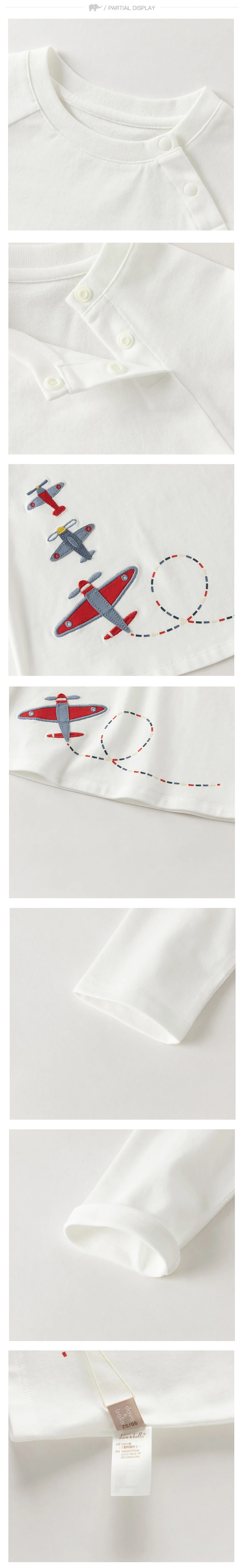 Dave Bella Children White T-shirt Boys Autumn Clothes Bottom Top Pullover Casual Pure Cotton Fashion Long Sleeve DB3262496
