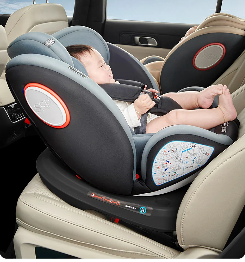 R129 I-Size Child Safety Seat 40-150cm with ISOFIX and 360° Rotation Rearward & Forward Facing Baby Car Seat 5-Point Harness Top Tether Alarm Side Impact Protection 10-Position Headrest 4 Recline Positions