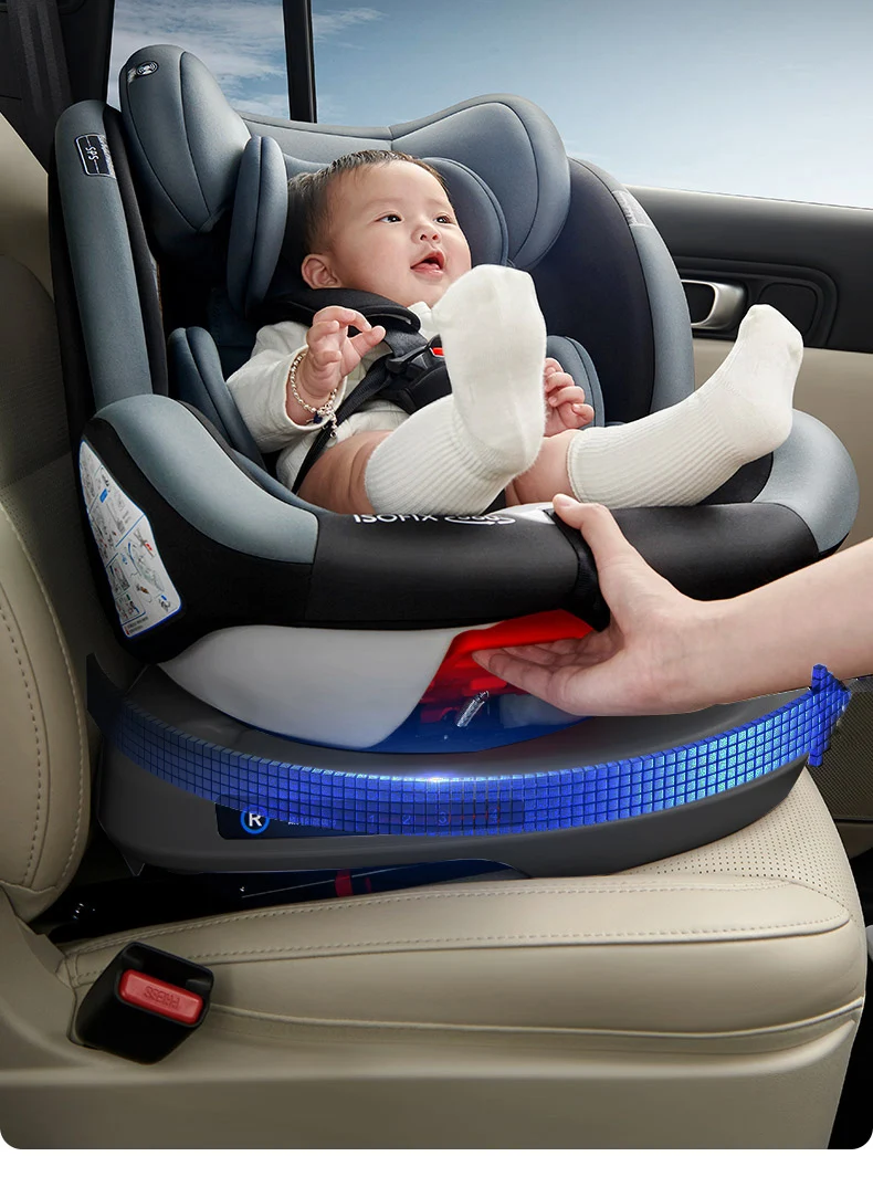 R129 I-Size Child Safety Seat 40-150cm with ISOFIX and 360° Rotation Rearward & Forward Facing Baby Car Seat 5-Point Harness Top Tether Alarm Side Impact Protection 10-Position Headrest 4 Recline Positions