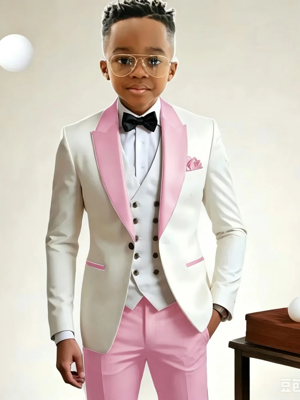 Chic Boys Slim Fit Suits 3 Pieces Formal Party Wear Handsome Smart Kids Suit Set Wedding Ring Bearer Outfit Birthday Tuxedo