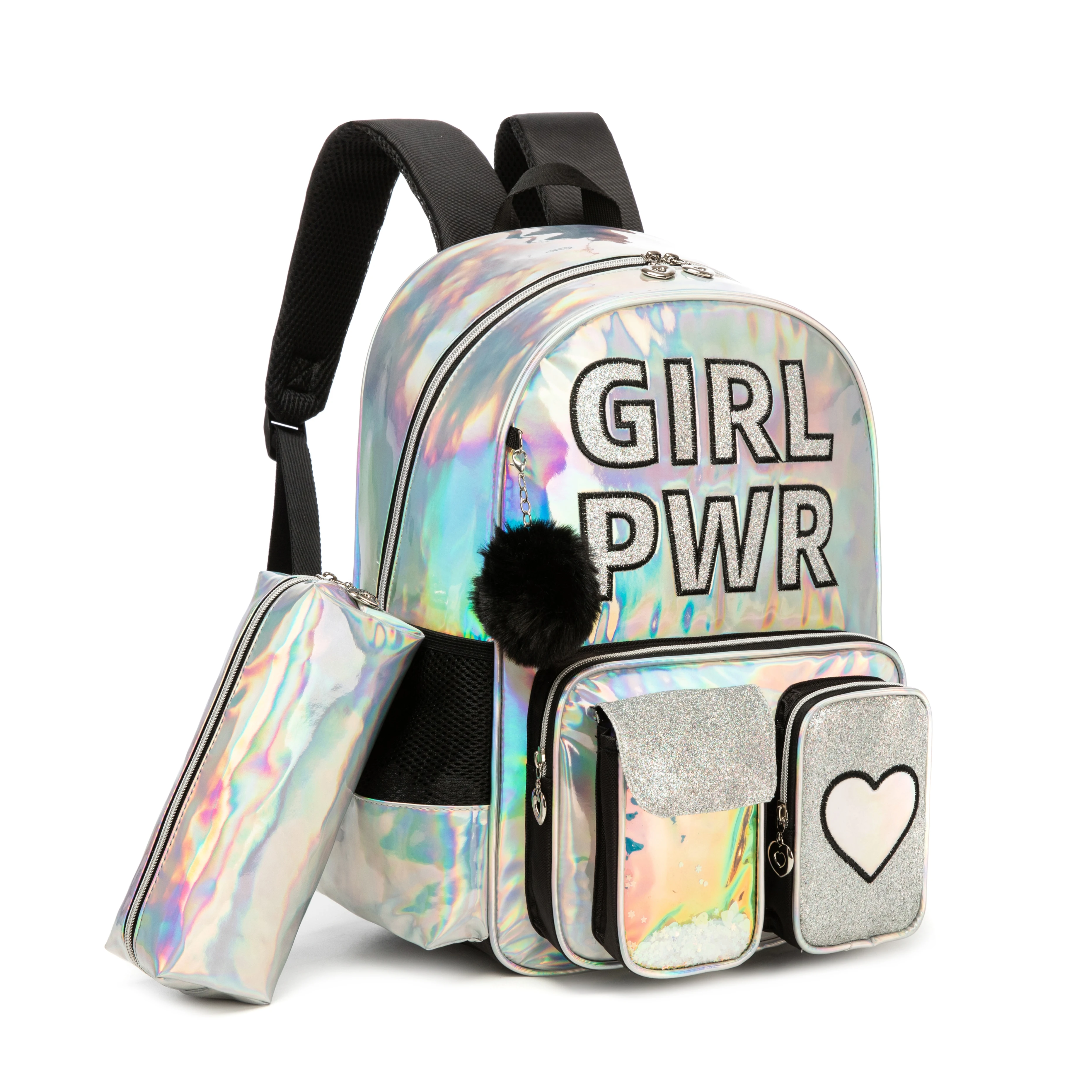 Girls Sequin Mermaid Backpack Set with Lunch Box, Lightweight Cute Bookbag for Kindergarten & Elementary Students