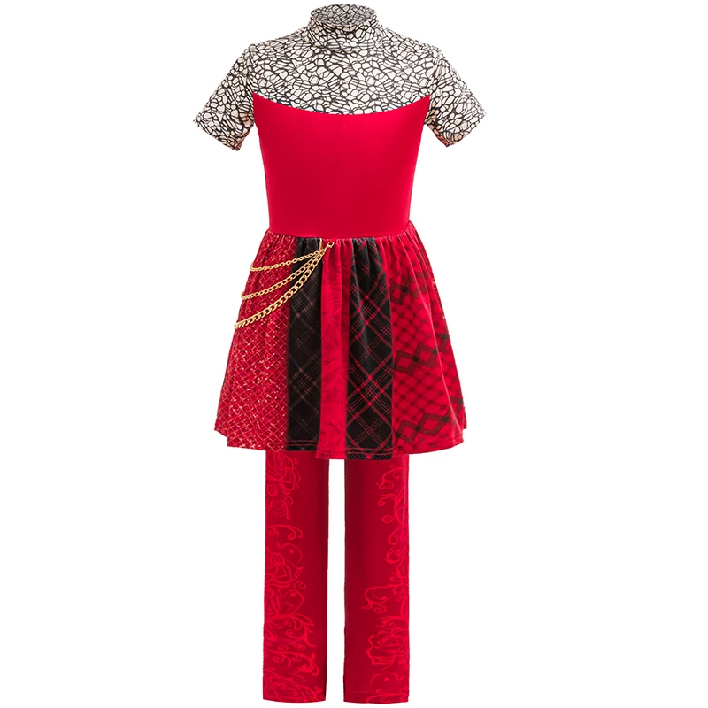Movie Girls Red Princess Wonderland Costume Sets Kids Jacket Dress Pants For Child Halloween Themed Parties Carnival Outfits