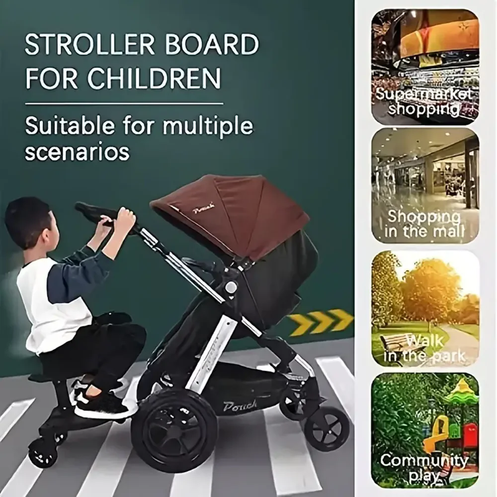 Stroller Board With Seat 25KG / 55LBS Maximum Load Capacity Universal Stroller Pedal With Detachable Seat And Backrest For Outdoor Stroller Walking