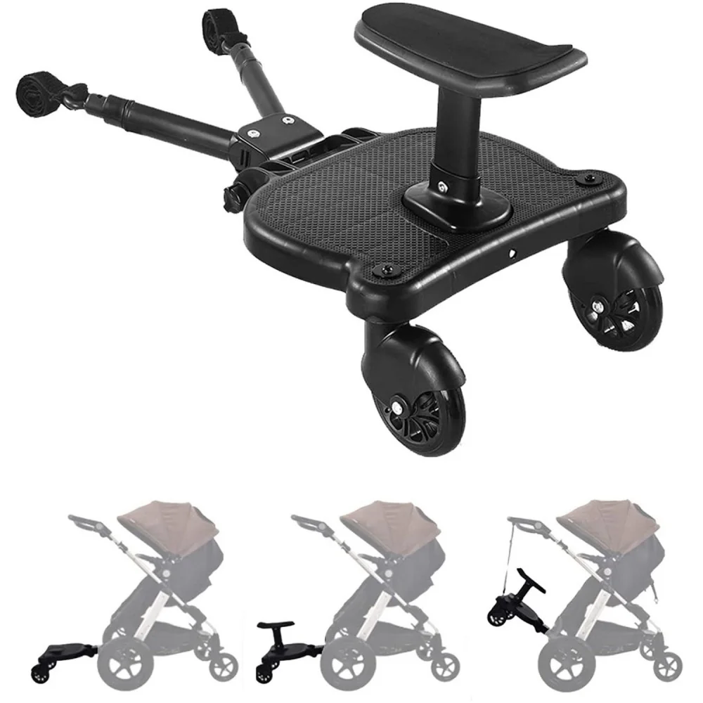 Stroller Board With Seat 25KG / 55LBS Maximum Load Capacity Universal Stroller Pedal With Detachable Seat And Backrest For Outdoor Stroller Walking