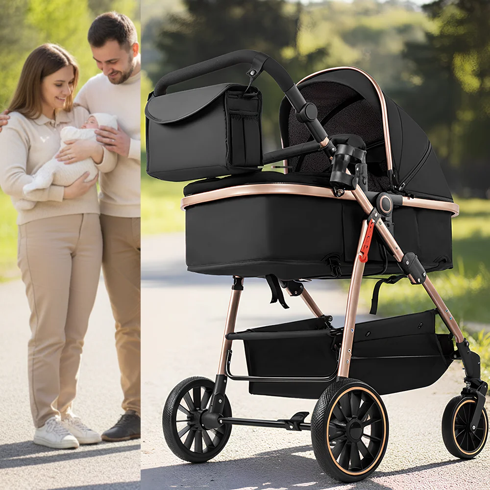 3-in-1 Baby Stroller Lightweight Portable High Seat Travel Pram Pushchair Baby Carriage Parent's Careful Choice City Stroller Fashionable Baby Stroller for City Walks