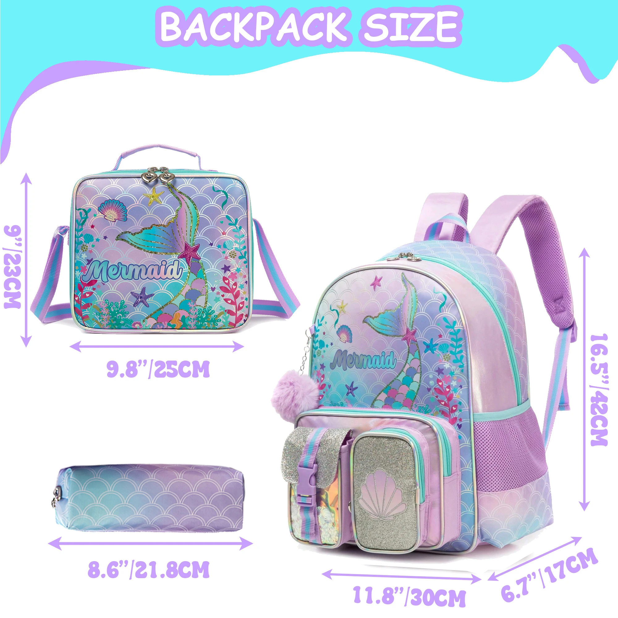 Cute Backpack for Girls Aesthetic Backpack School Backpack for Girls Backpack with Lunch Box Back to School Supplies
