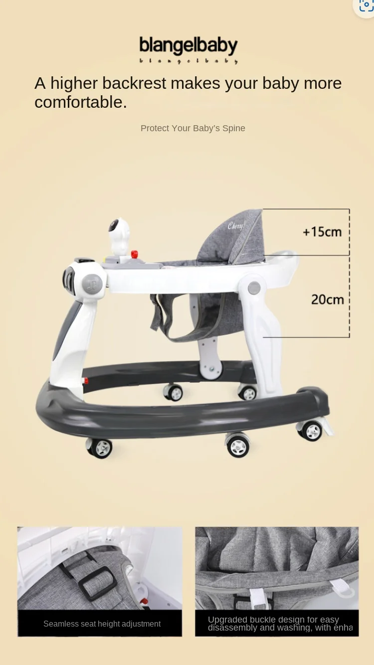LazyChild Baby Walker For Zero To One Year Old Anti Bow Leg Anti Rollover Multifunctional Pushable Foldable