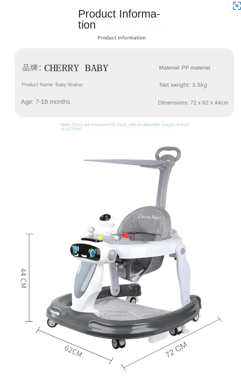 LazyChild Baby Walker For Zero To One Year Old Anti Bow Leg Anti Rollover Multifunctional Pushable Foldable