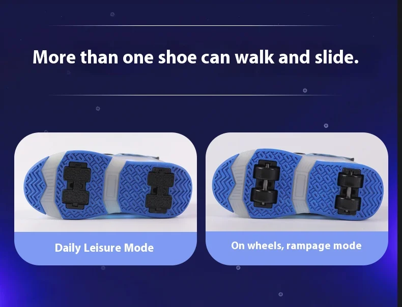 2025 New Children's Four-Wheel Novice Light Up Rotary Button Automatic Shrinkage Fast Walking Shoes for Boys Sneakers