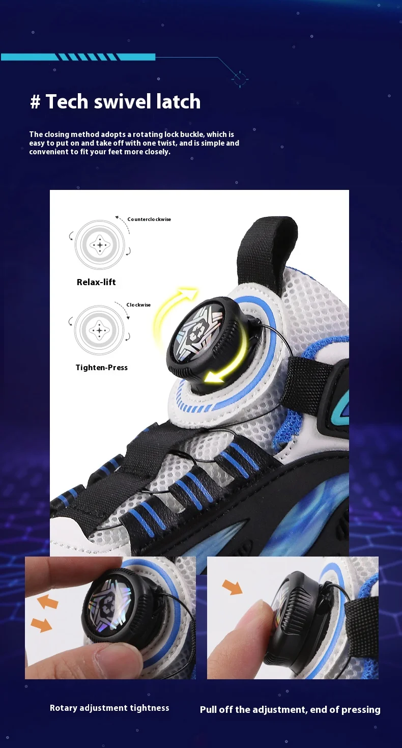 2025 New Children's Four-Wheel Novice Light Up Rotary Button Automatic Shrinkage Fast Walking Shoes for Boys Sneakers