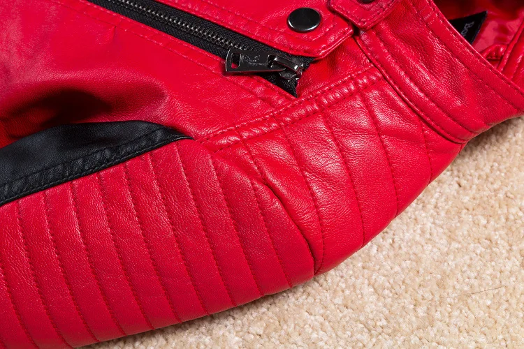 Handsome Cool Design Boys Leather Motor Jacket For Autumn Spring Kids Warm Coat Bomber Baby Toddler Winter Clothes