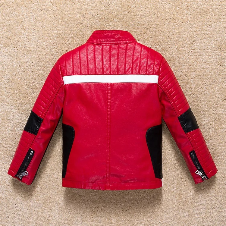 Handsome Cool Design Boys Leather Motor Jacket For Autumn Spring Kids Warm Coat Bomber Baby Toddler Winter Clothes