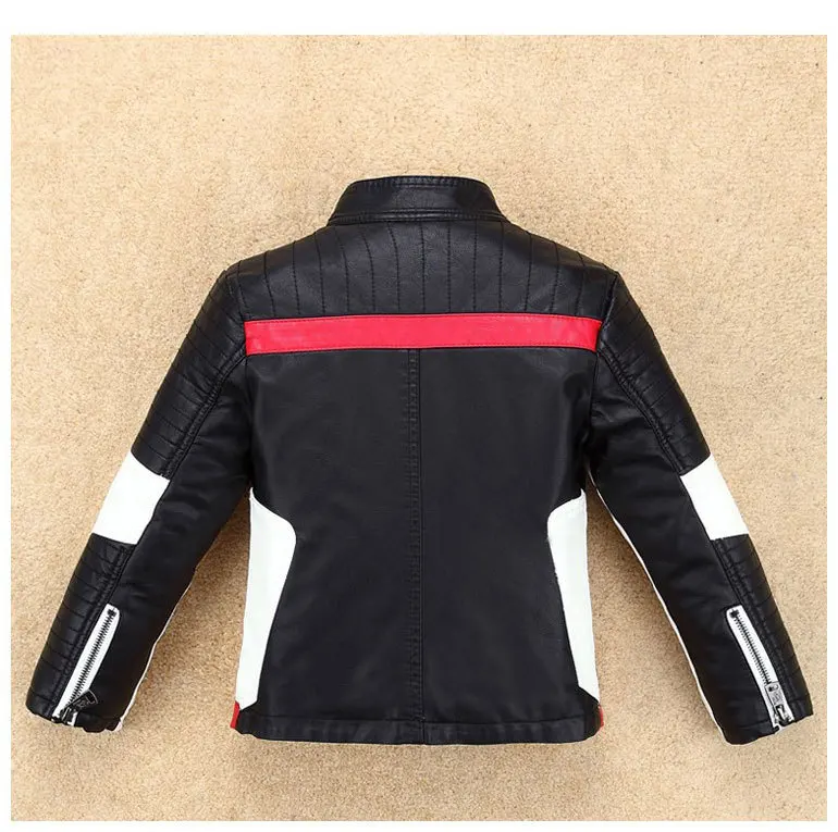 Handsome Cool Design Boys Leather Motor Jacket For Autumn Spring Kids Warm Coat Bomber Baby Toddler Winter Clothes
