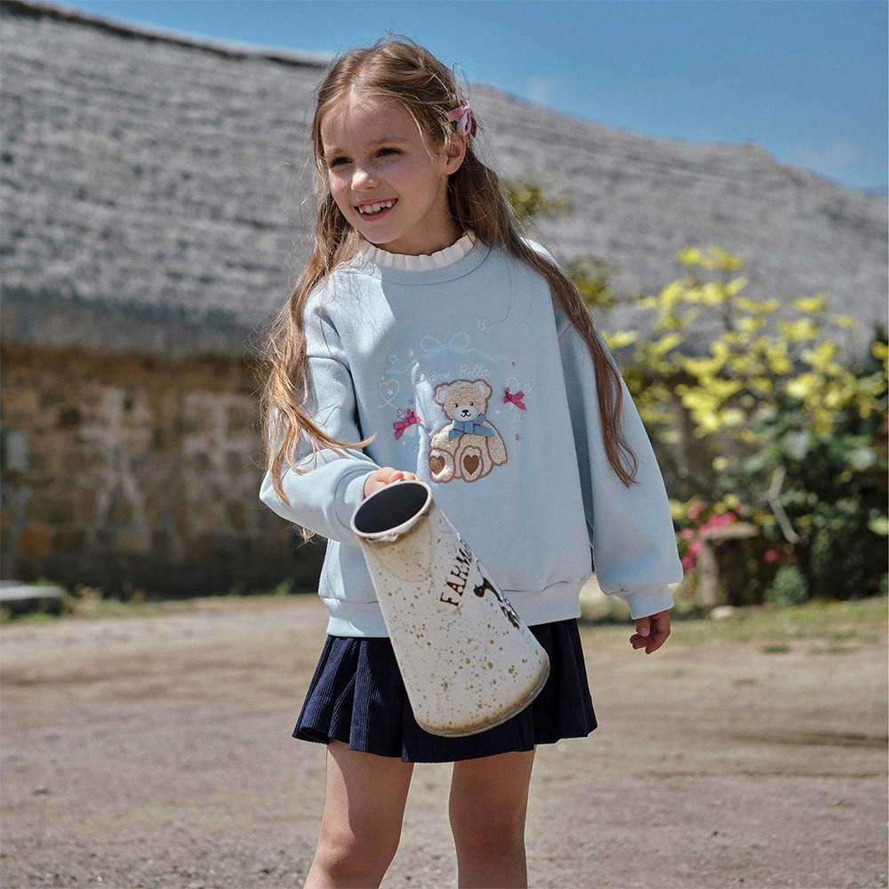 Dave Bella Girls Long Sleeve Pollover Sweatshirt Children Autumn Winter Velvet Thicken T-shirt Coat Kids Clothing DK4253840