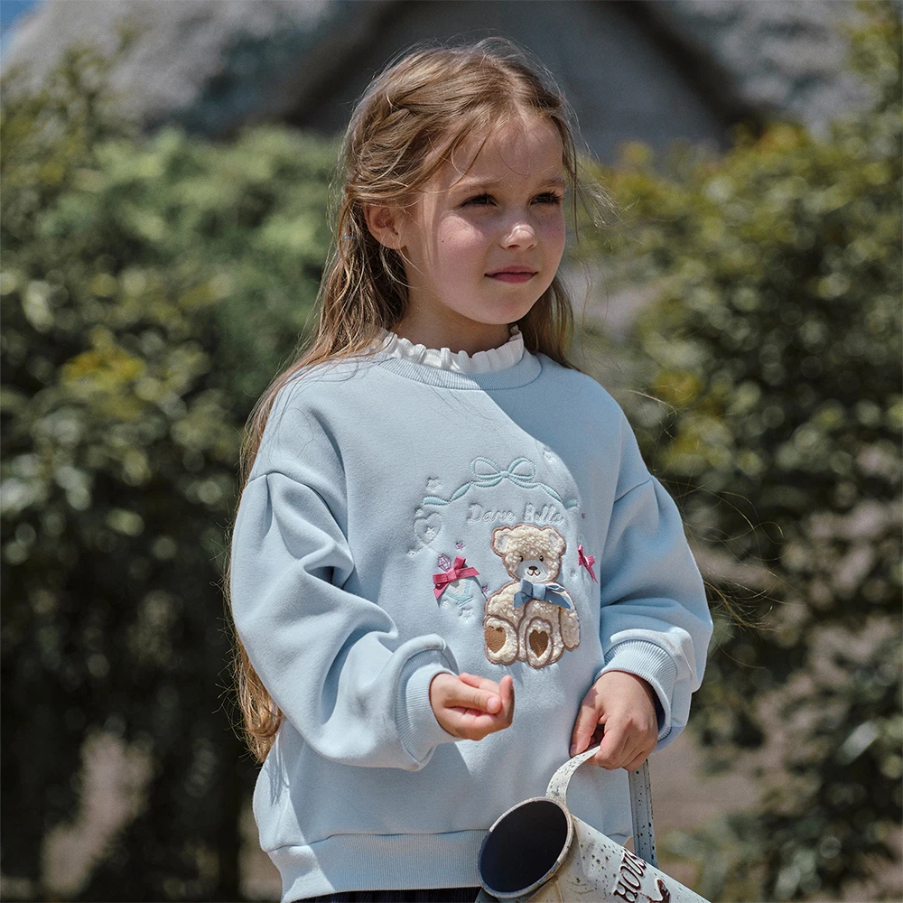 Dave Bella Girls Long Sleeve Pollover Sweatshirt Children Autumn Winter Velvet Thicken T-shirt Coat Kids Clothing DK4253840