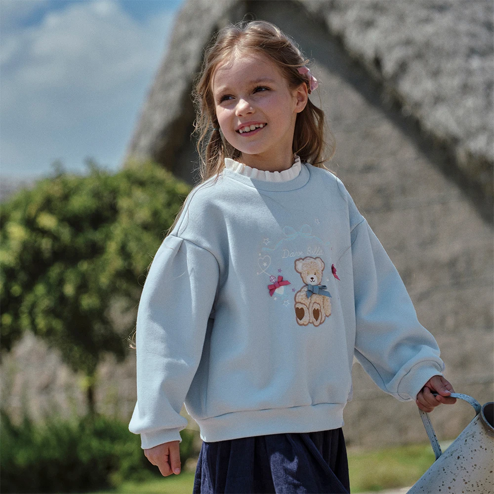 Dave Bella Girls Long Sleeve Pollover Sweatshirt Children Autumn Winter Velvet Thicken T-shirt Coat Kids Clothing DK4253840