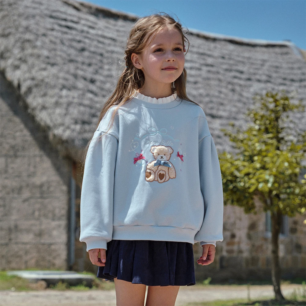 Dave Bella Girls Long Sleeve Pollover Sweatshirt Children Autumn Winter Velvet Thicken T-shirt Coat Kids Clothing DK4253840