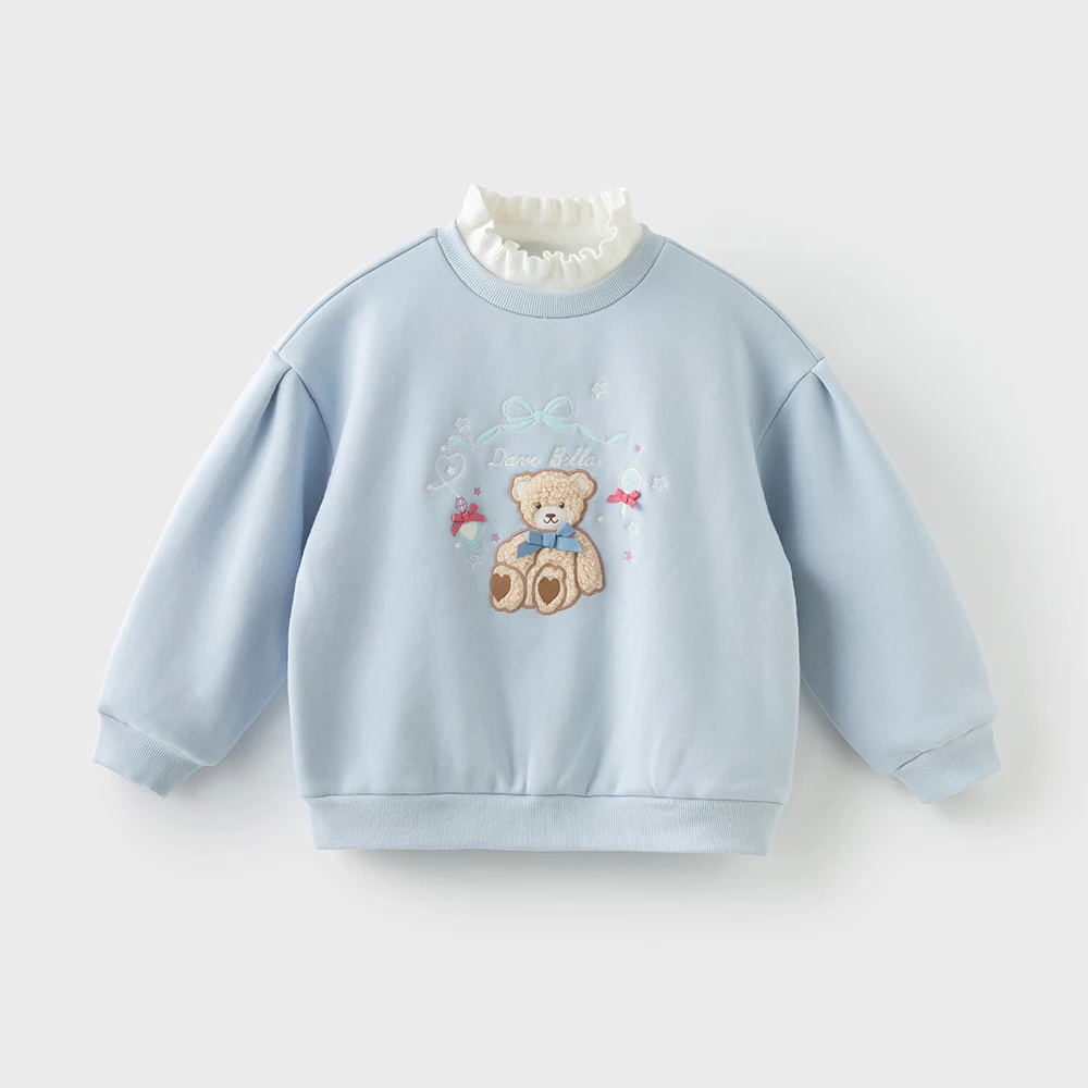 Dave Bella Girls Long Sleeve Pollover Sweatshirt Children Autumn Winter Velvet Thicken T-shirt Coat Kids Clothing DK4253840