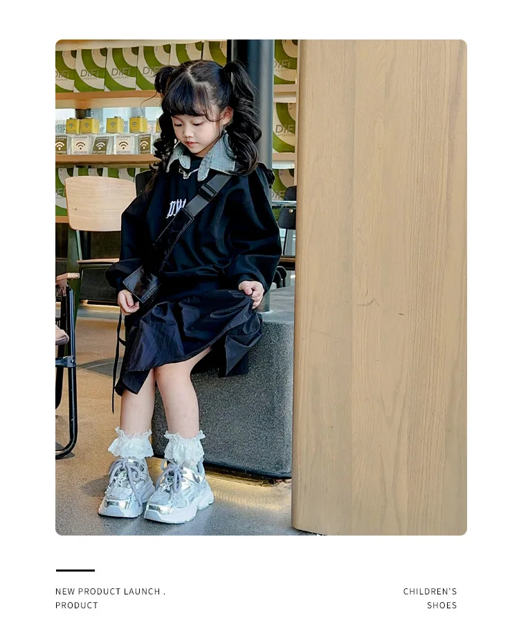 Kids Sneakers Princess Style Children Sports Shoes Non-slip Thick Soft Sole 2025 New Fashion Girls Running Shoes Sweet Elegant