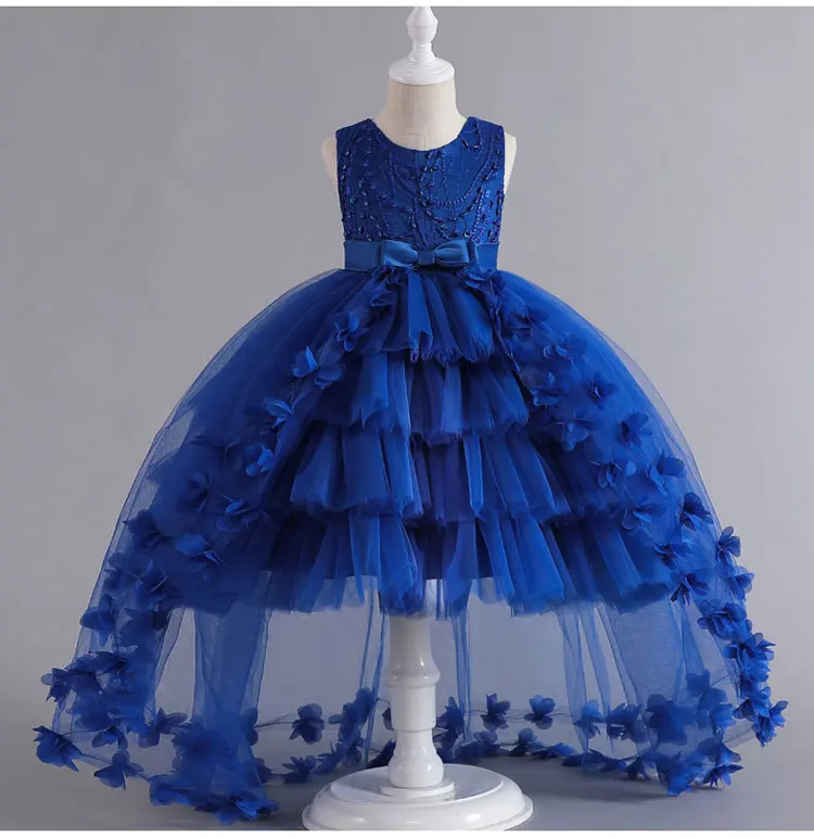 Fashion Solid Color Kids Dresses for Girls Sleeveless Lace Children Girls Ball Gown Summer Girls Party Dresses 3-12 Years