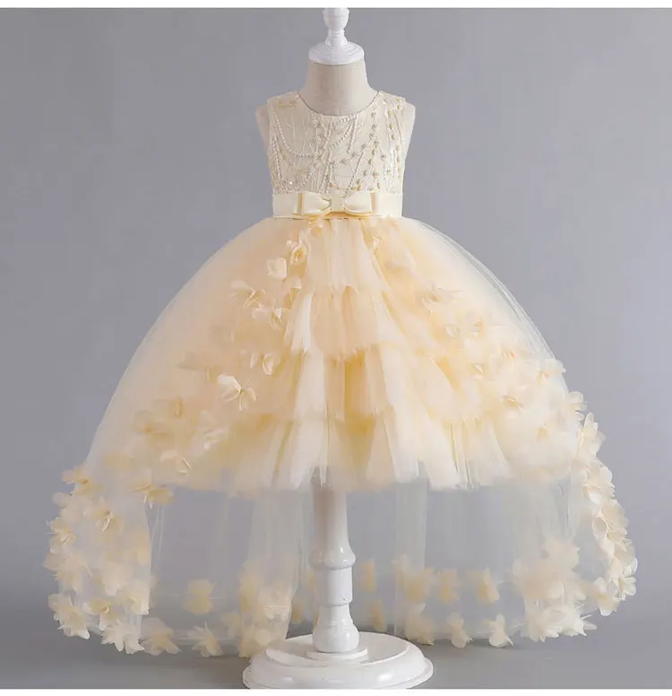 Fashion Solid Color Kids Dresses for Girls Sleeveless Lace Children Girls Ball Gown Summer Girls Party Dresses 3-12 Years