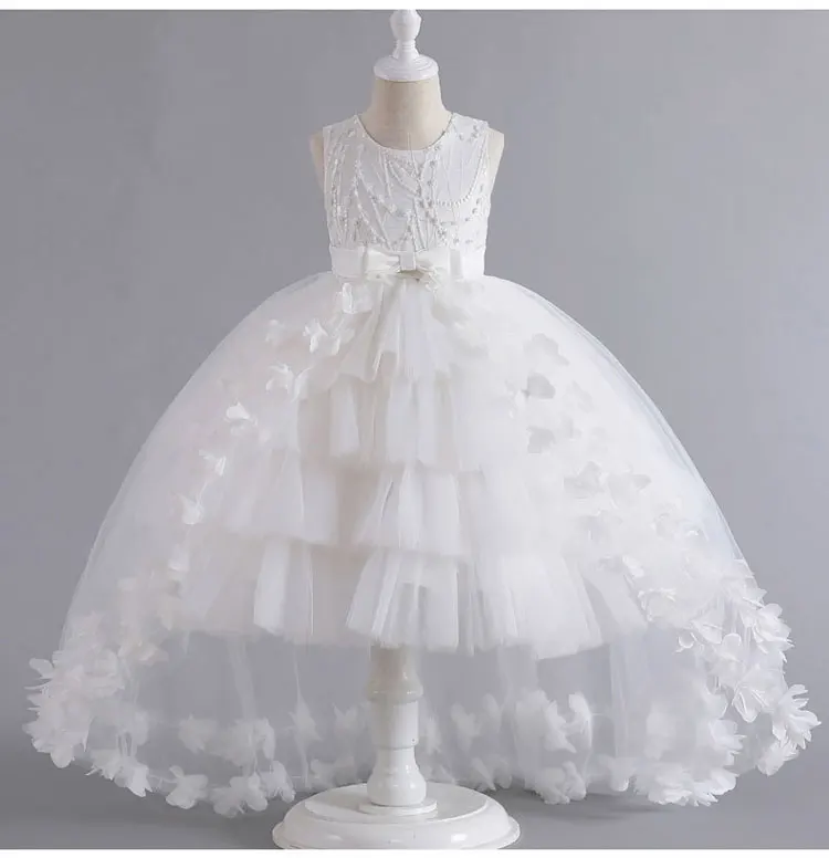 Fashion Solid Color Kids Dresses for Girls Sleeveless Lace Children Girls Ball Gown Summer Girls Party Dresses 3-12 Years