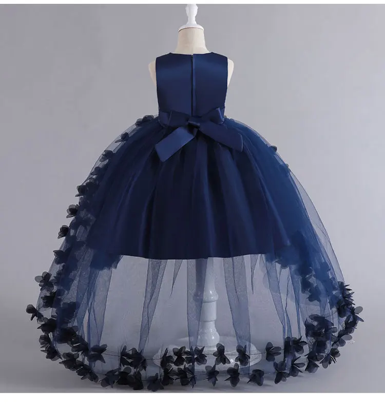 Fashion Solid Color Kids Dresses for Girls Sleeveless Lace Children Girls Ball Gown Summer Girls Party Dresses 3-12 Years