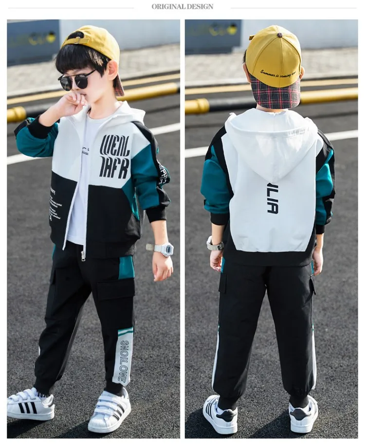 Child Tracksuit Hooded Clothes Boys Sport Suit for Teenager Kids Cotton Casual Sports Suit Children Fashion Hoodies and Pants