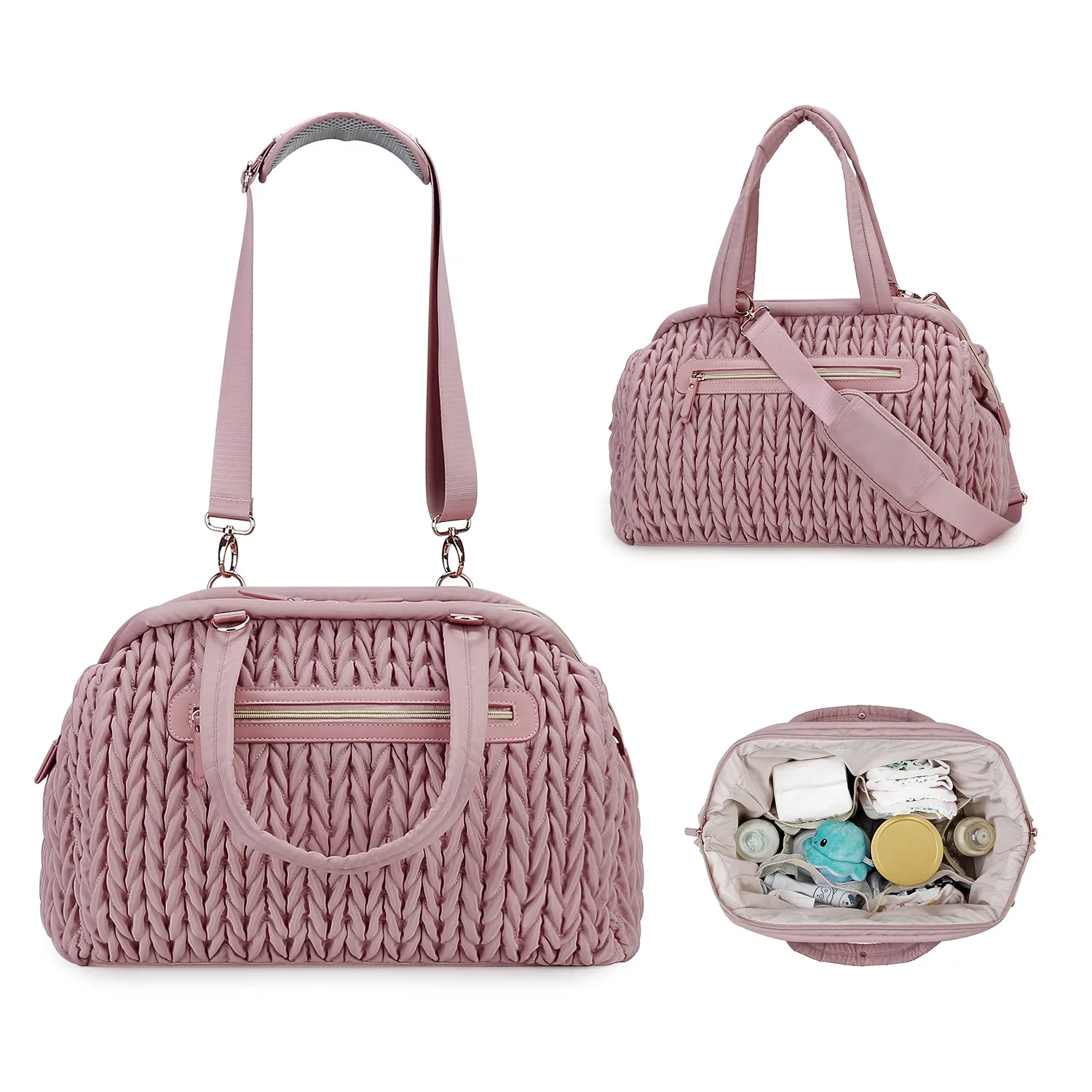 New Mommy Bag Hand-held Single Shoulder Baby Mommy Bag Large Capacity Waterproof Insulation Milk Bottle Mother and Baby Bag