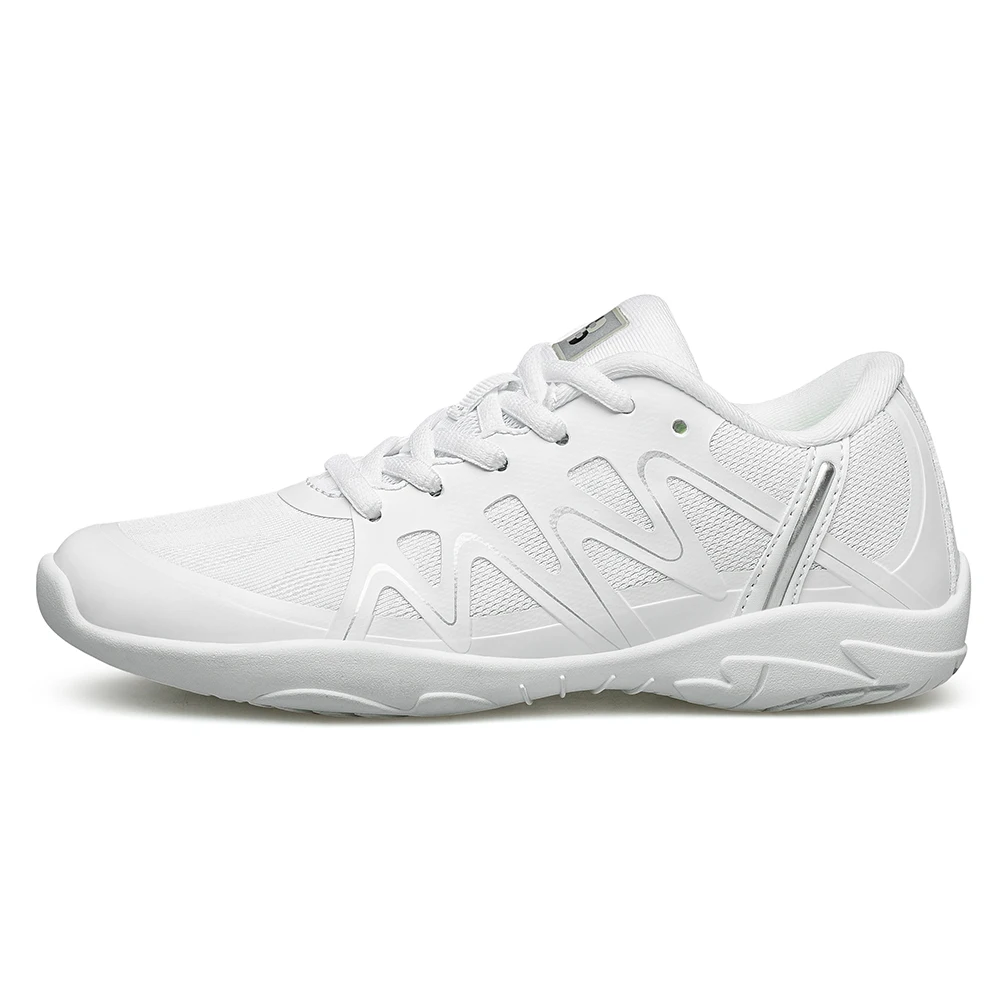 BAXINIER Girls White Cheerleading Shoes Lightweight Youth Cheer Competition Sneakers Kids Breathable Training Dance Tennis Shoes