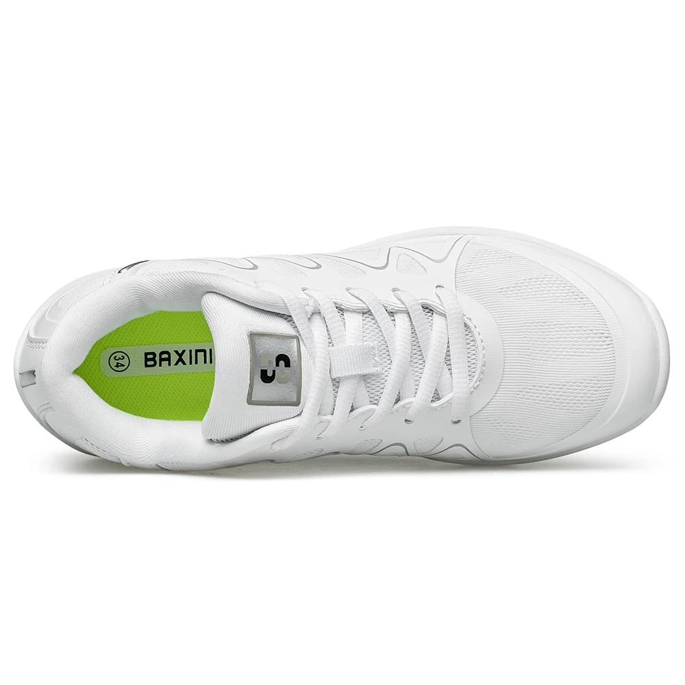 BAXINIER Girls White Cheerleading Shoes Lightweight Youth Cheer Competition Sneakers Kids Breathable Training Dance Tennis Shoes