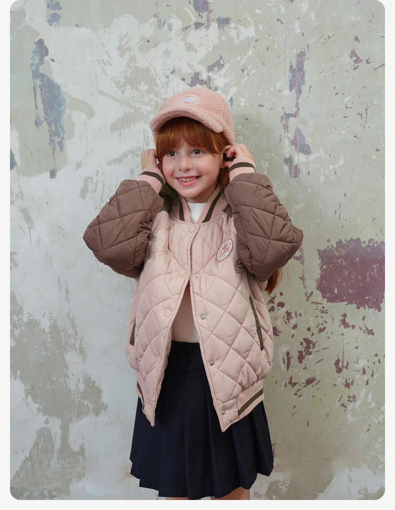 Dave Bella Clothes for Girls Children Parkas 2025 Winter New Fashion Casual Overcoat Noble Baseball Uniform Outdoor DK4238320