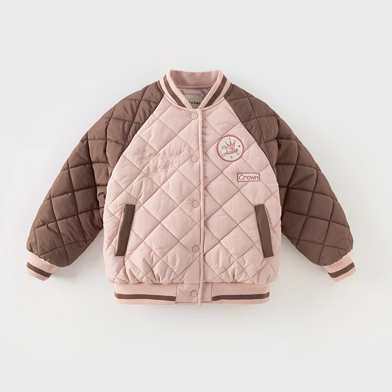 Dave Bella Clothes for Girls Children Parkas 2025 Winter New Fashion Casual Overcoat Noble Baseball Uniform Outdoor DK4238320
