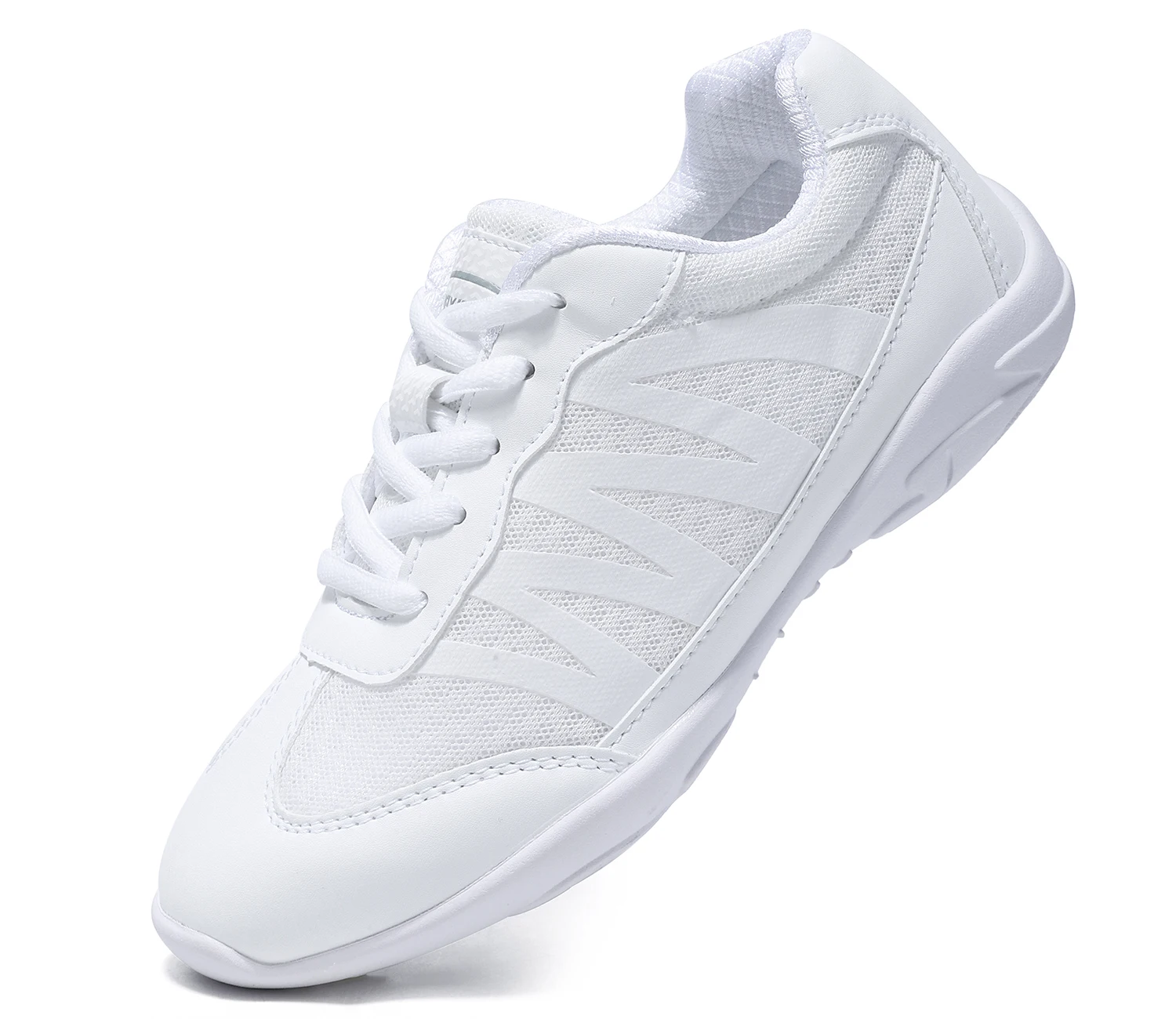 BAXINIER Girls White Cheer Trainers Lightweight Breathable Dance Tennis Youth Competition Sneakers for School Team Sports