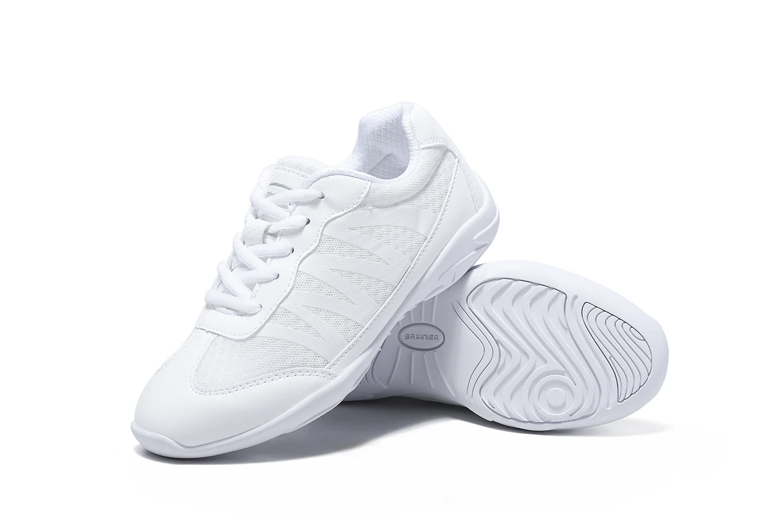 BAXINIER Girls White Cheer Trainers Lightweight Breathable Dance Tennis Youth Competition Sneakers for School Team Sports