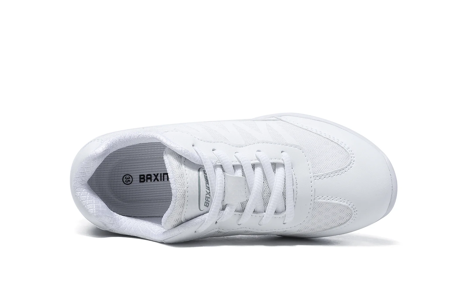 BAXINIER Girls White Cheer Trainers Lightweight Breathable Dance Tennis Youth Competition Sneakers for School Team Sports