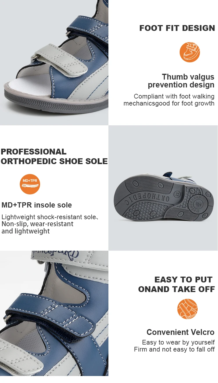 Orthopedic Sandal for Boys Kids High-Top Ankle Brace Support,Splicing Buckle Strap Summer Children Shoes with Corrective Insole