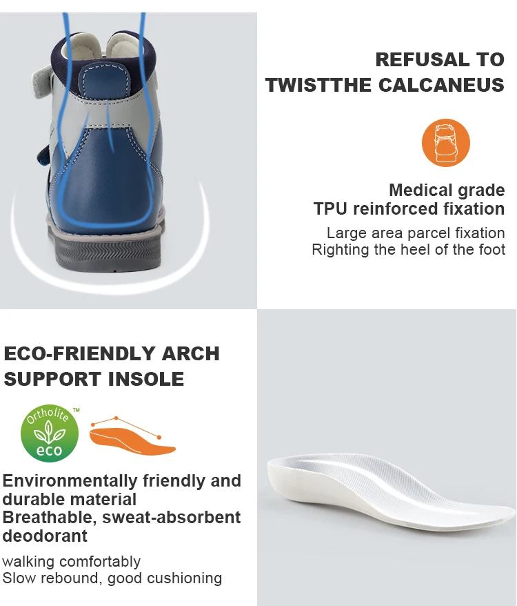 Orthopedic Sandal for Boys Kids High-Top Ankle Brace Support,Splicing Buckle Strap Summer Children Shoes with Corrective Insole