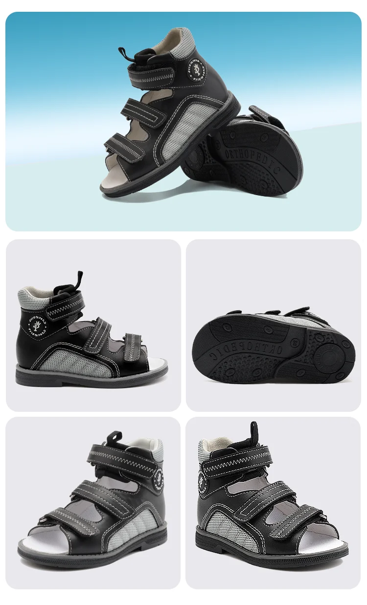 Orthopedic Sandal for Boys Kids High-Top Ankle Brace Support,Splicing Buckle Strap Summer Children Shoes with Corrective Insole