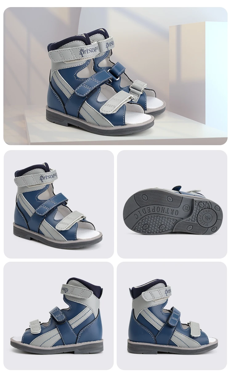 Orthopedic Sandal for Boys Kids High-Top Ankle Brace Support,Splicing Buckle Strap Summer Children Shoes with Corrective Insole