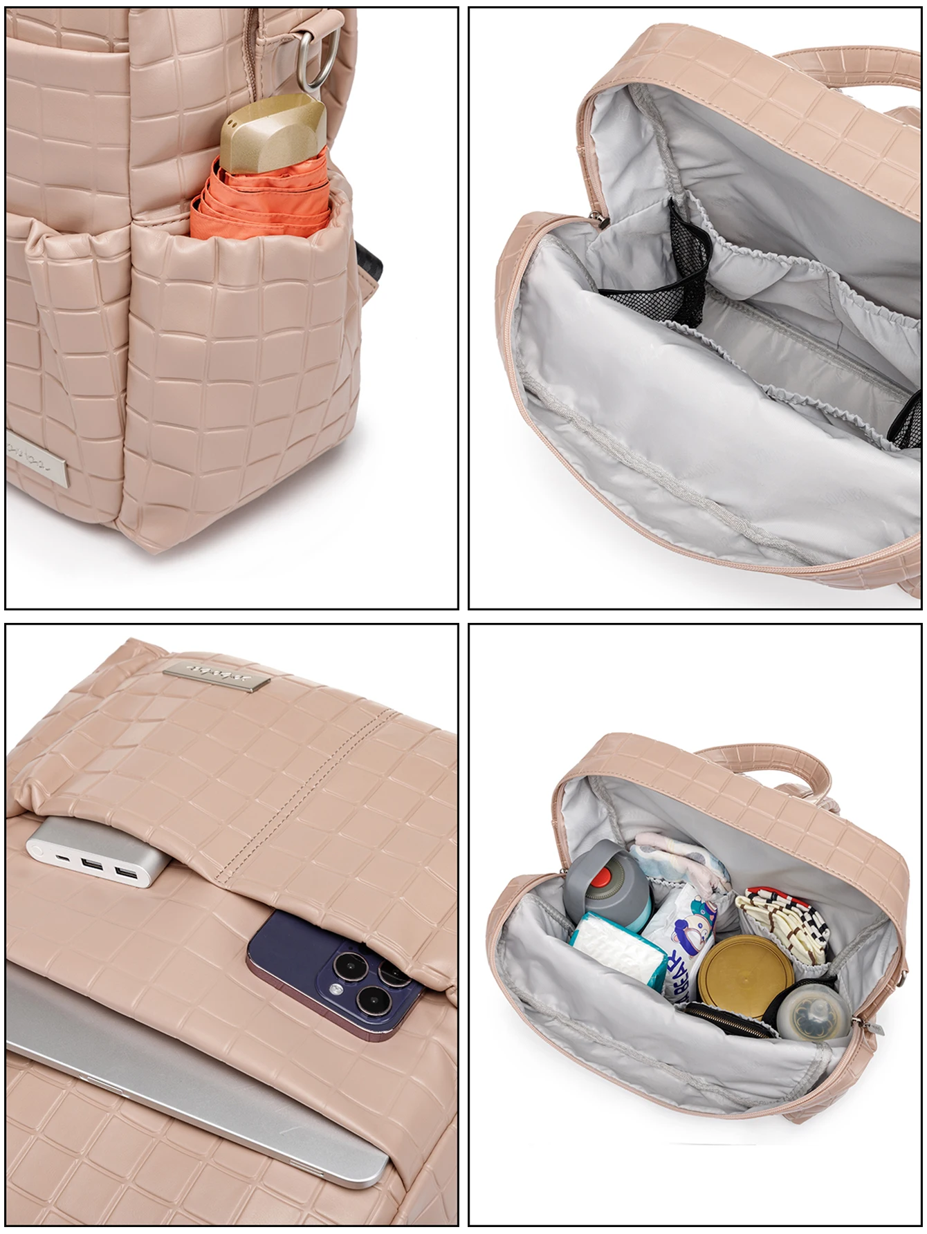 Soboba New Mommy Diaper Bag for Newborn Large Capacity Waterproof Solid Diaper Backpack for Quick Out Going with 2 Straps
