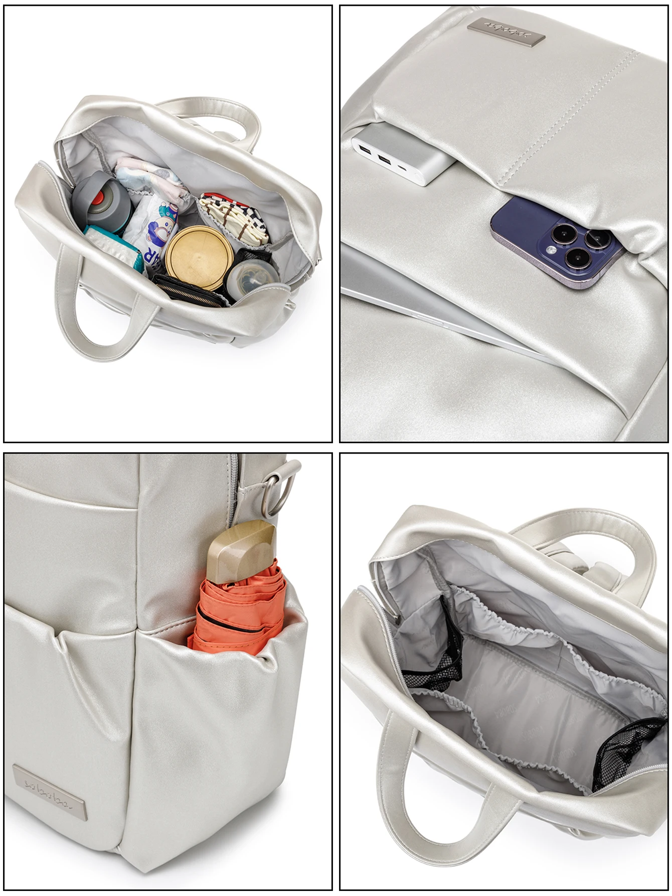 Soboba New Mommy Diaper Bag for Newborn Large Capacity Waterproof Solid Diaper Backpack for Quick Out Going with 2 Straps